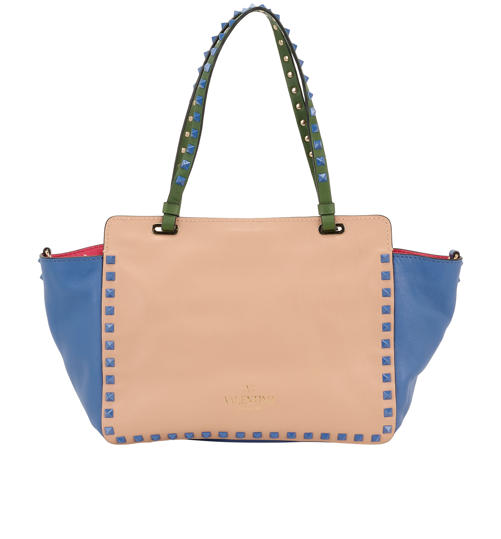 Small Rockstud Tote, &pound;450, Handbags, Blue/Green/Pink, Leather, Back view